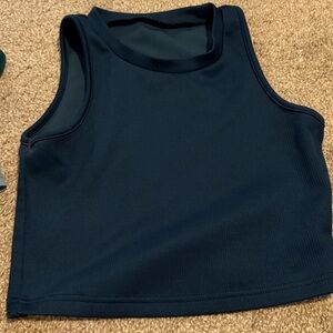 Navy Blue Sleeveless Crop Top
